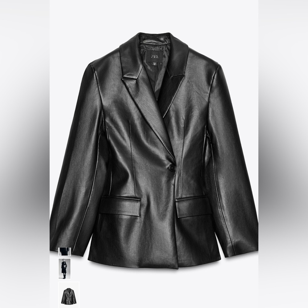 Zara Black Leather Jacket - Picture 4 of 6